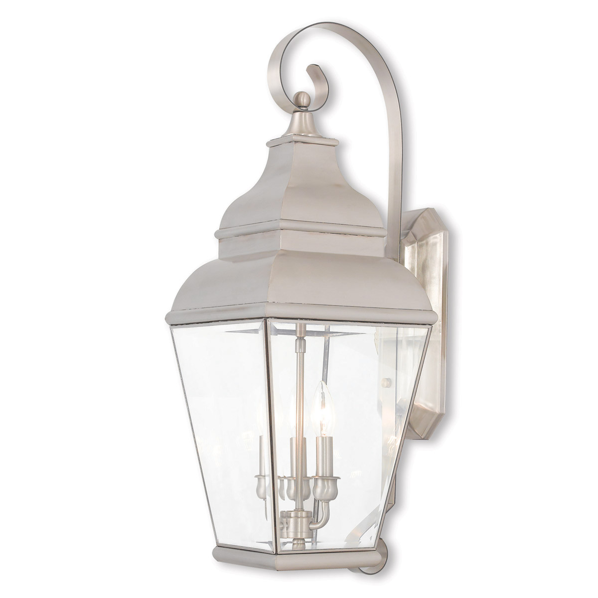 Exeter 3 Light 28 inch Brushed Nickel Outdoor Wall Lantern