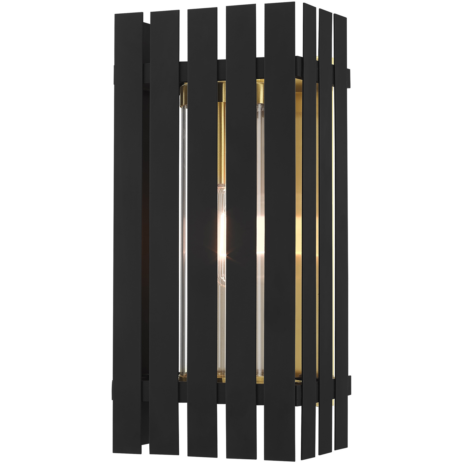 Greenwich 1 Light 17 inch Black with Satin Brass Accents Outdoor Wall Lantern