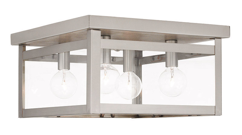 Milford 4 Light 11 inch Brushed Nickel Flush Mount Ceiling Light