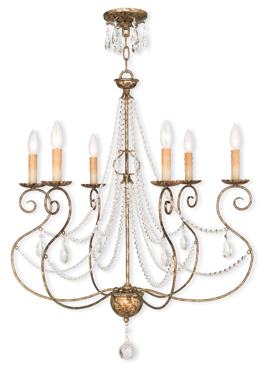Isabella 6 Light 26.5 inch Hand Applied European Bronze Chandelier Ceiling Light