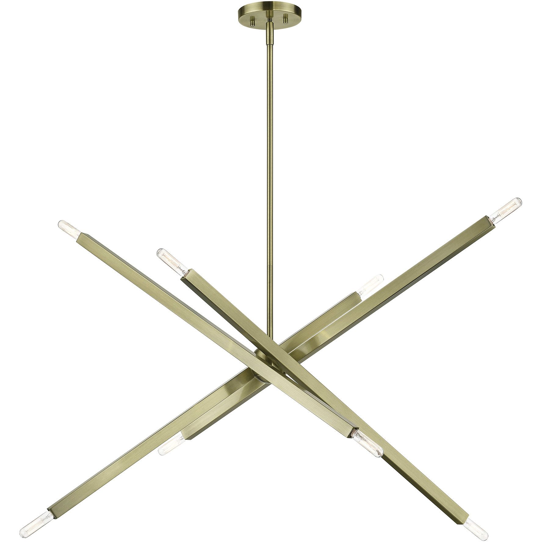 Monaco 8 Light 35 inch Antique Brass Linear Chandelier Ceiling Light, Large