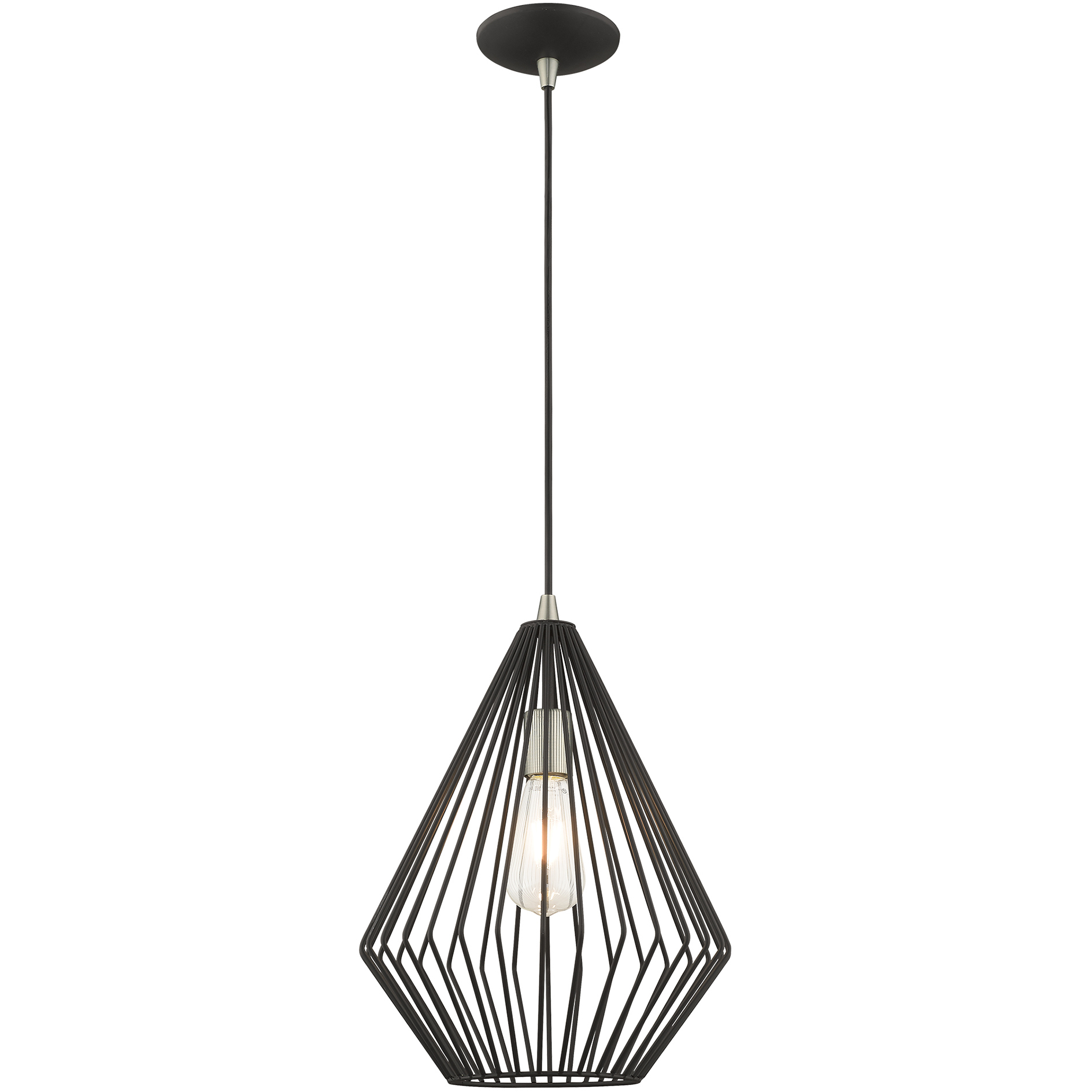 Linz 1 Light 11.5 inch Black with Brushed Nickel Accents Pendant Ceiling Light