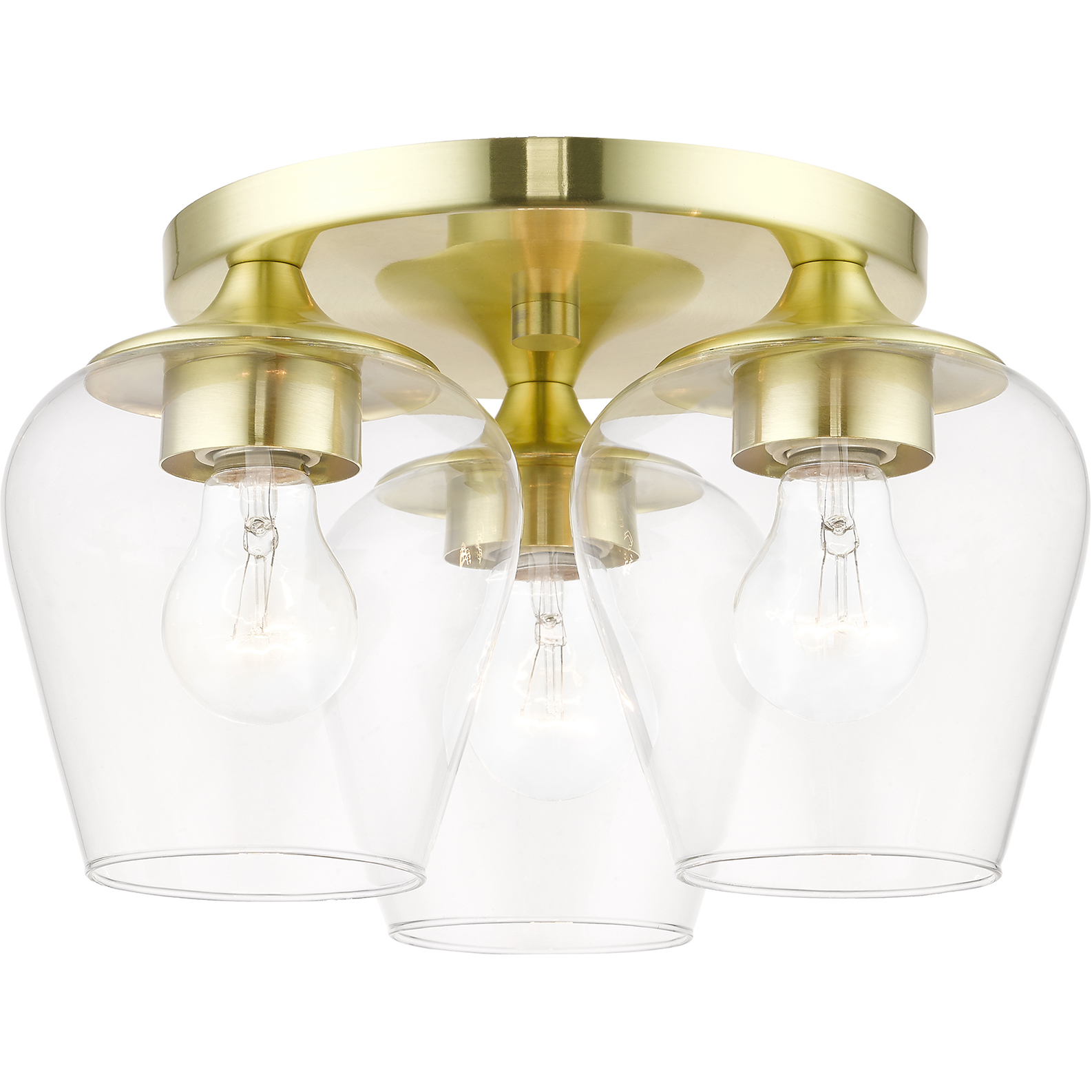 Willow 3 Light 13 inch Satin Brass Flush Mount Ceiling Light