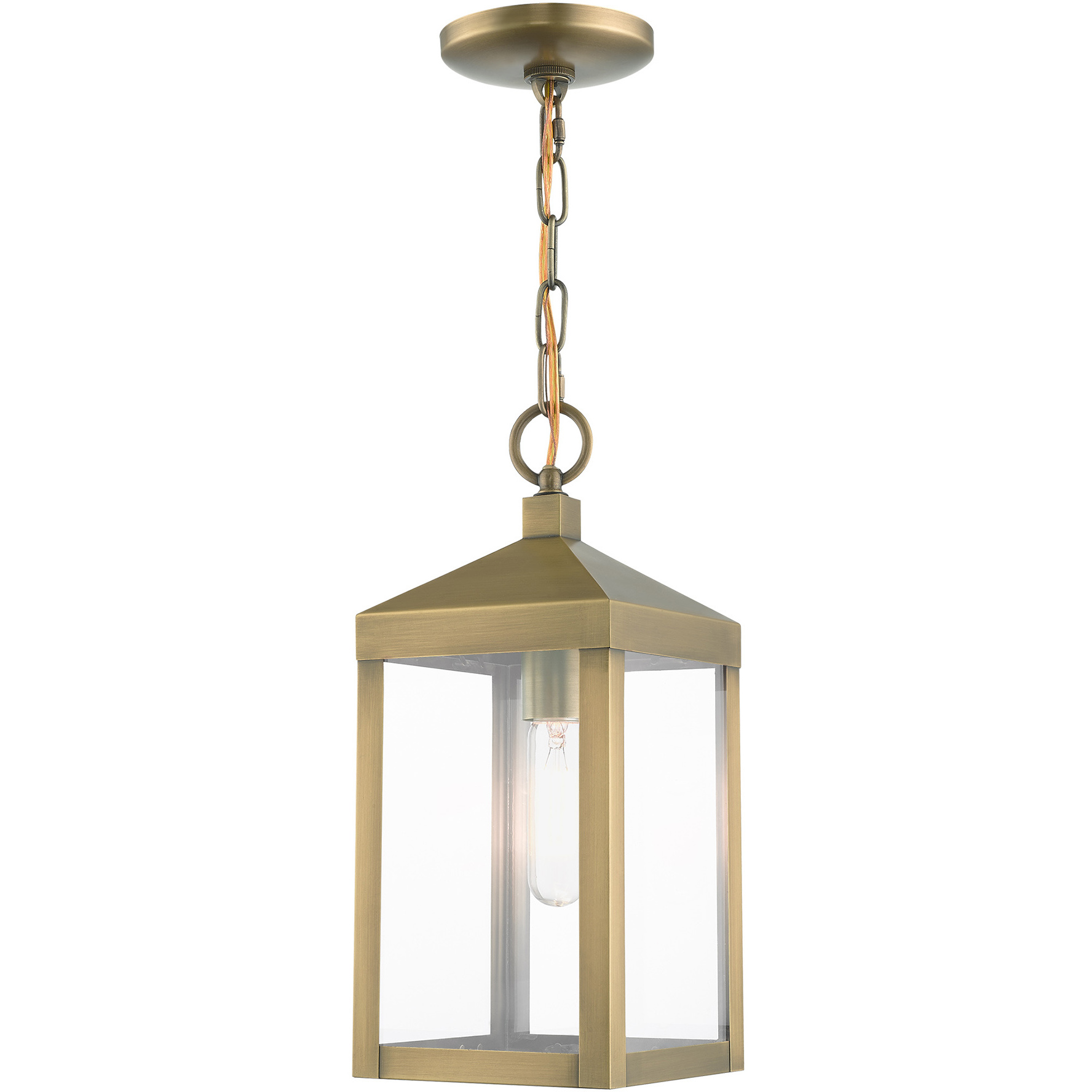 Nyack 1 Light 6.25 inch Antique Brass Small Outdoor Pendant Lantern