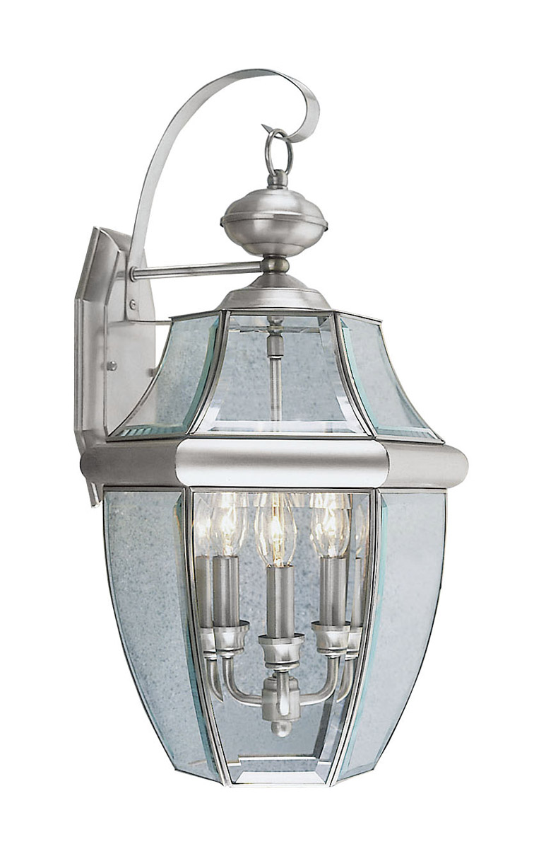 Monterey 3 Light 23 inch Brushed Nickel Outdoor Wall Lantern