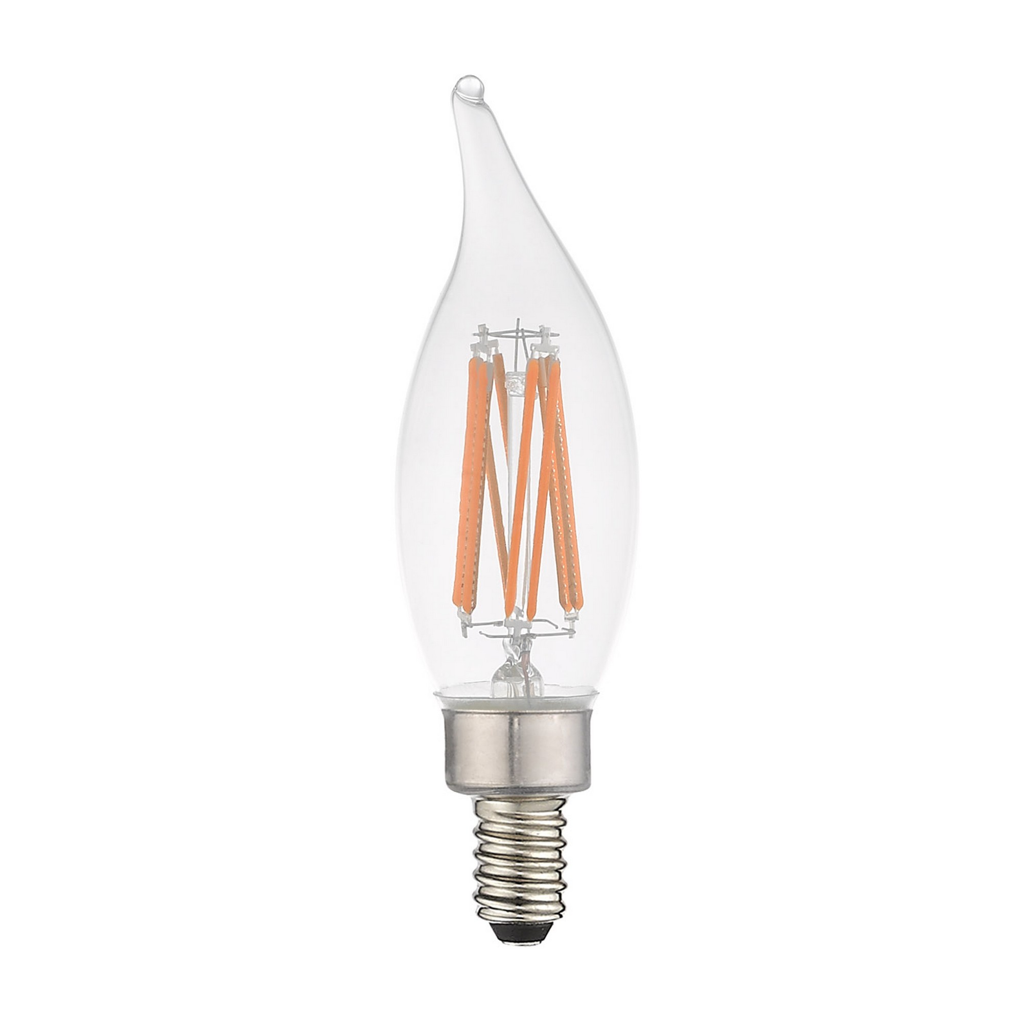 Allison LED CA10 Flame Tip E12 Candelabra Base 5.3 watt 3000K Filament LED Bulb in 60, Pack of 60