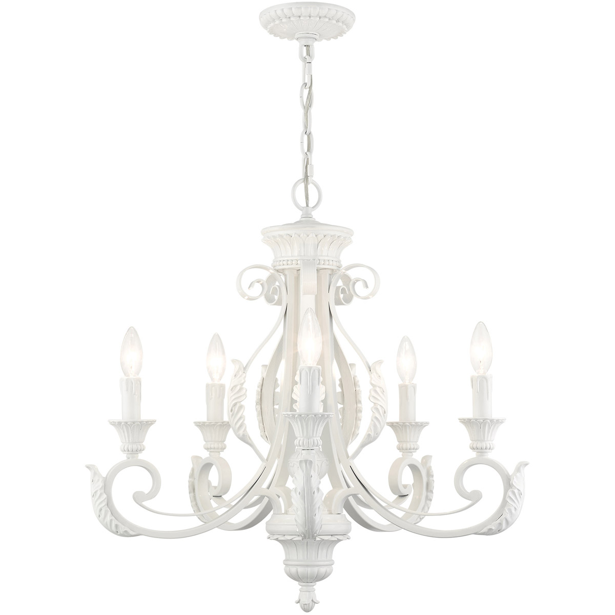 Valencia 5 Light 25 inch Shiny White Chandelier Ceiling Light