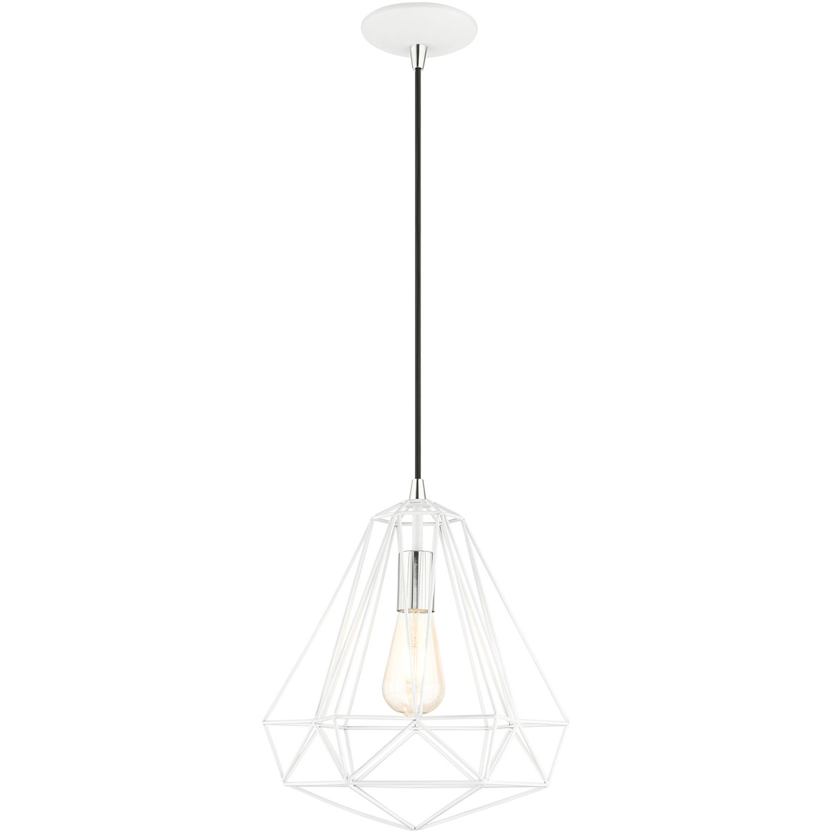 Geometric 1 Light 12.25 inch Shiny White Pendant Ceiling Light