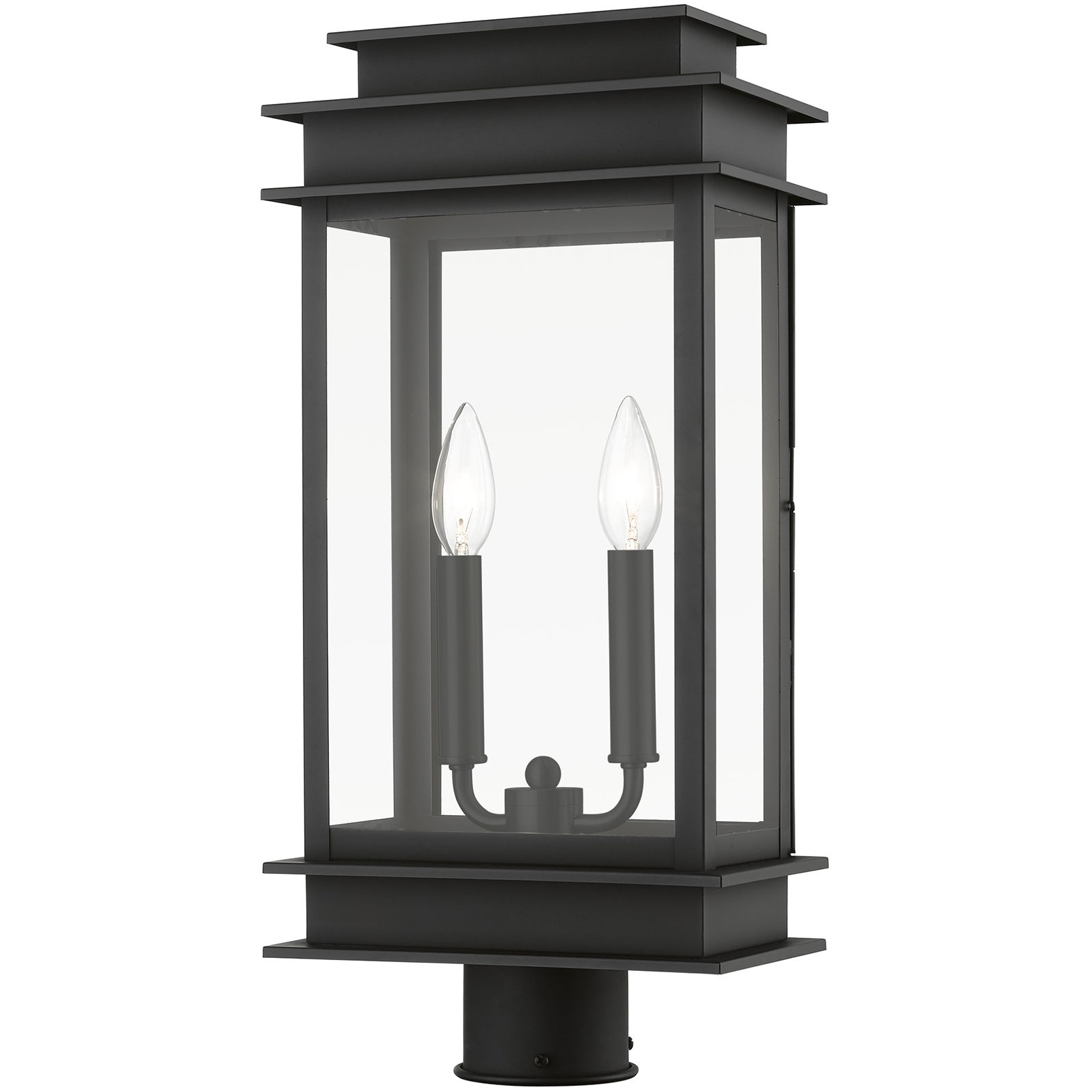Princeton 2 Light 20.5 inch Black with Polished Chrome Outdoor Post Top Lantern, Large