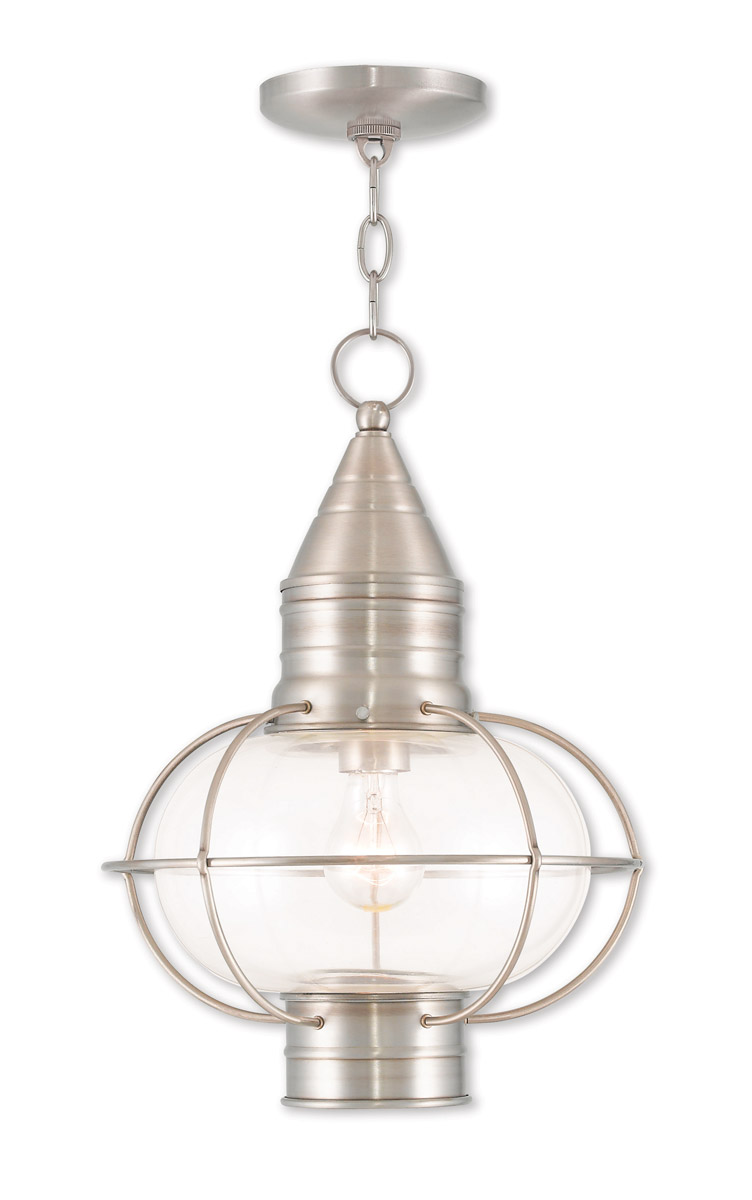 Newburyport 1 Light 12 inch Brushed Nickel Outdoor Pendant Lantern