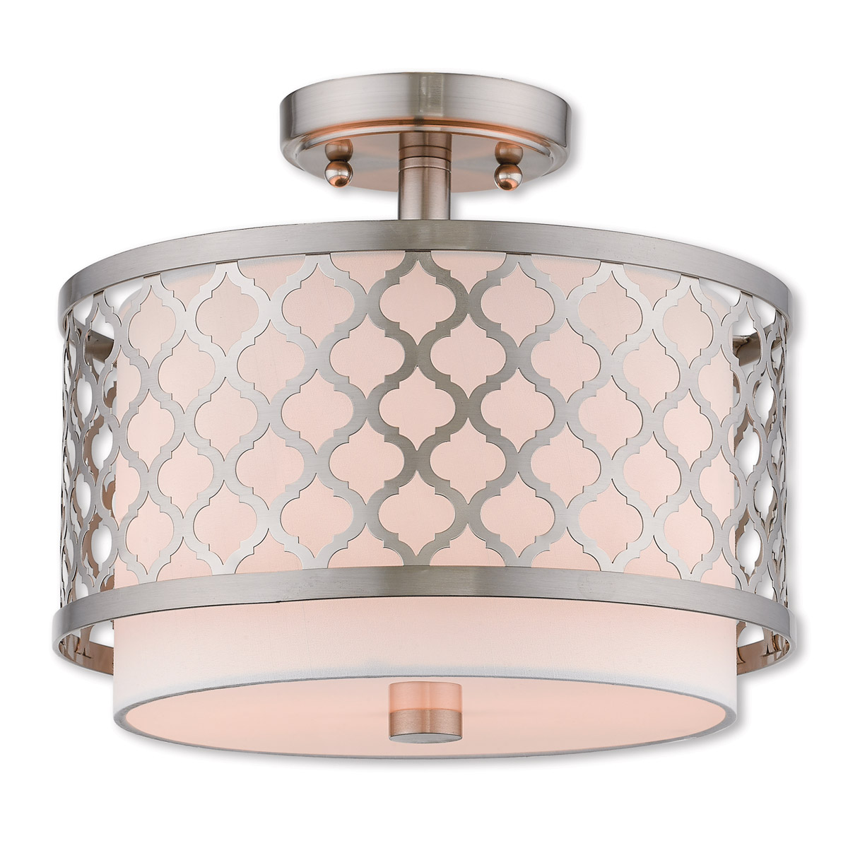 Arabesque 2 Light 11.88 inch Brushed Nickel Small Semi-Flush Ceiling Light
