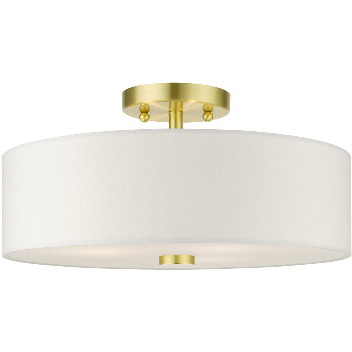Meridian 3 Light 15 inch Satin Brass Semi-Flush Ceiling Light