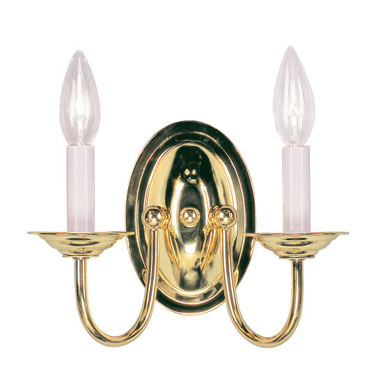 Home Basics 2 Light 9.75 inch Polished Brass Wall Sconce Wall Light