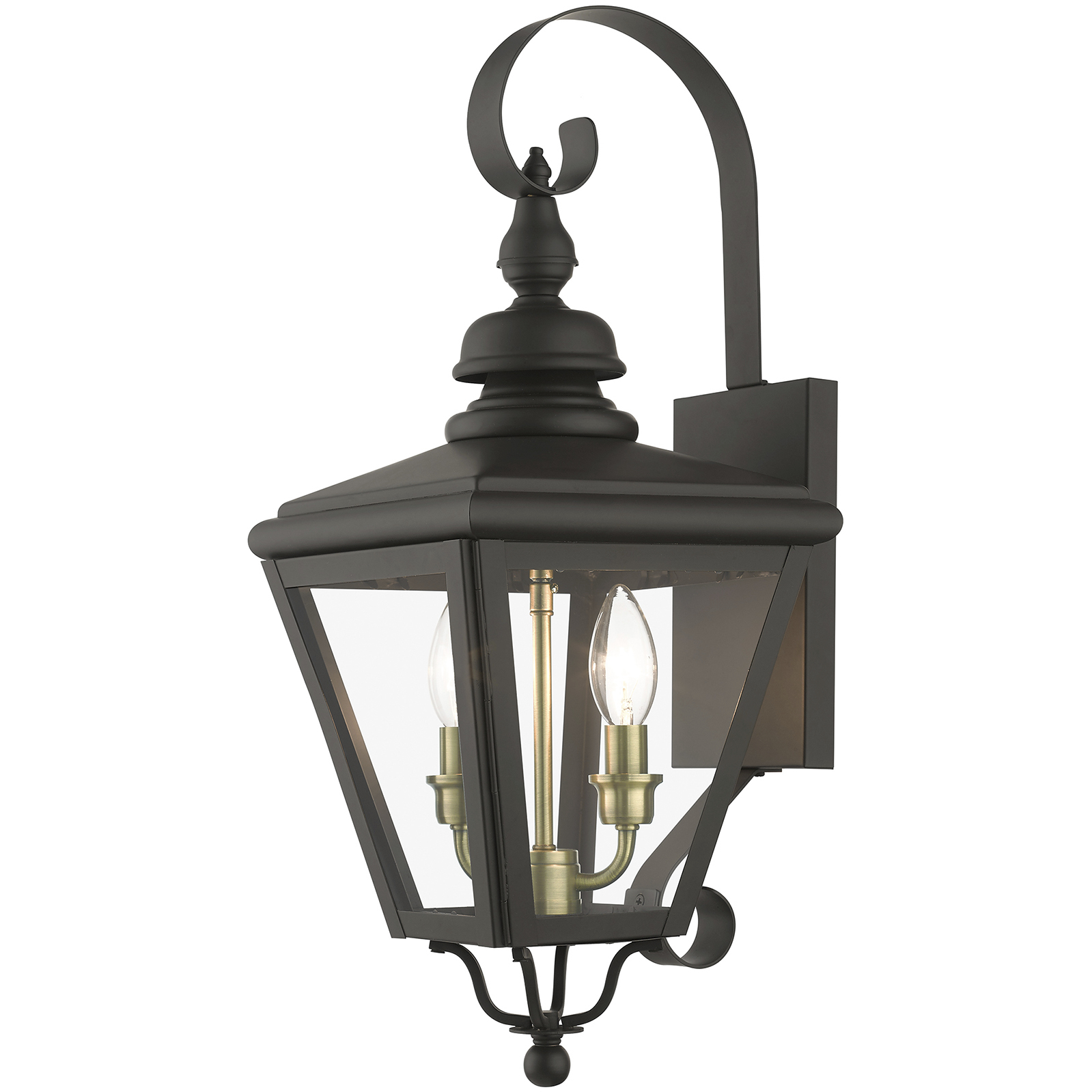 Adams 2 Light 8.5 inch Bronze with Antique Brass Finish Cluster Outdoor Medium Wall Lantern Wall Light in Bronze with Antique Brass Accent, Medium