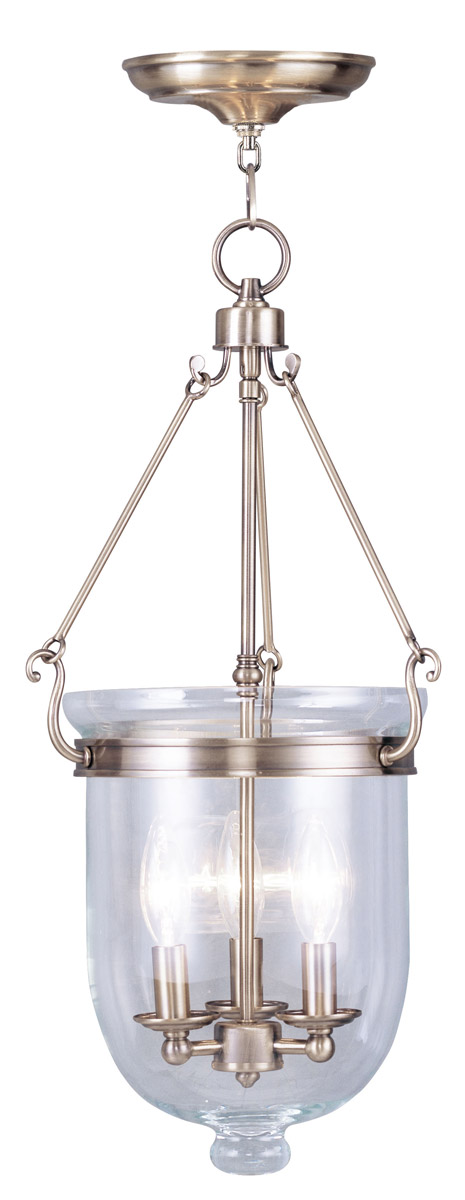 Jefferson 3 Light 12 inch Antique Brass Chain Lantern