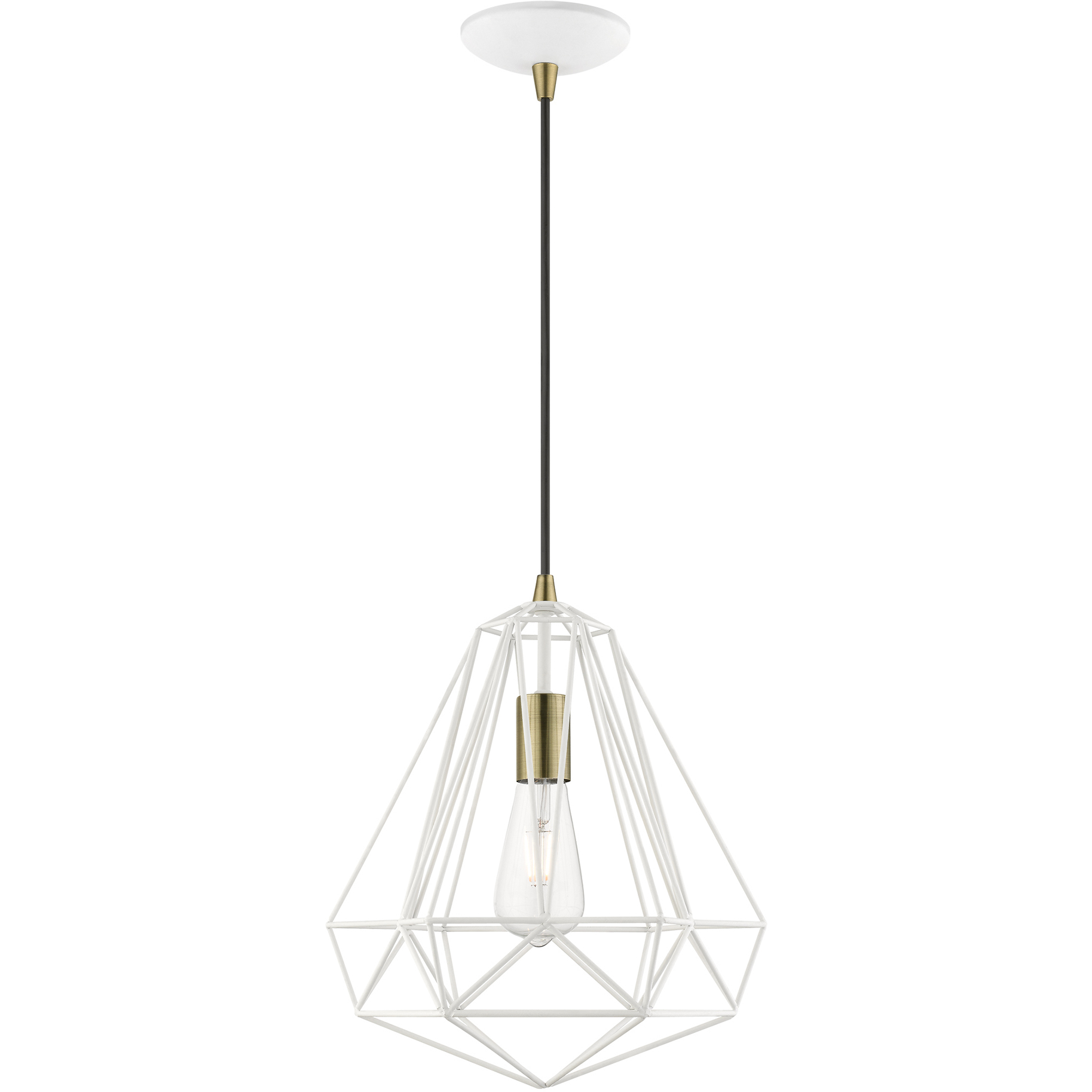 Knox 1 Light 12.25 inch Textured White with Antique Brass Accents Pendant Ceiling Light