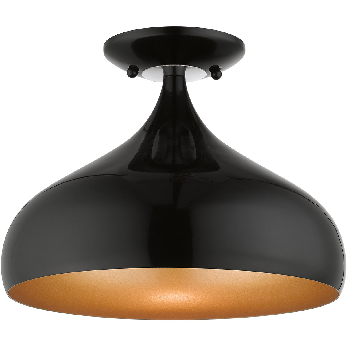 Amador 1 Light 11.75 inch Shiny Black with Polished Chrome Accents Semi-Flush Mount Ceiling Light