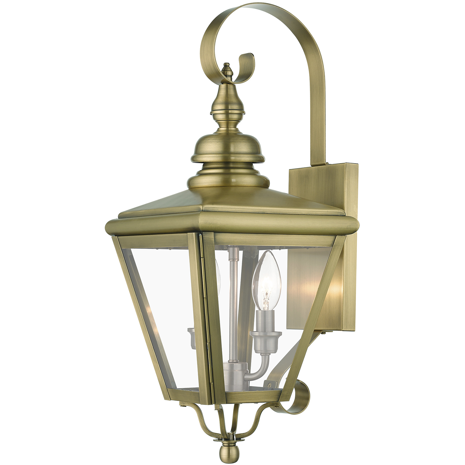 Adams 2 Light 21.5 inch Antique Brass with Brushed Nickel Finish Cluster Outdoor Wall Lantern, Medium