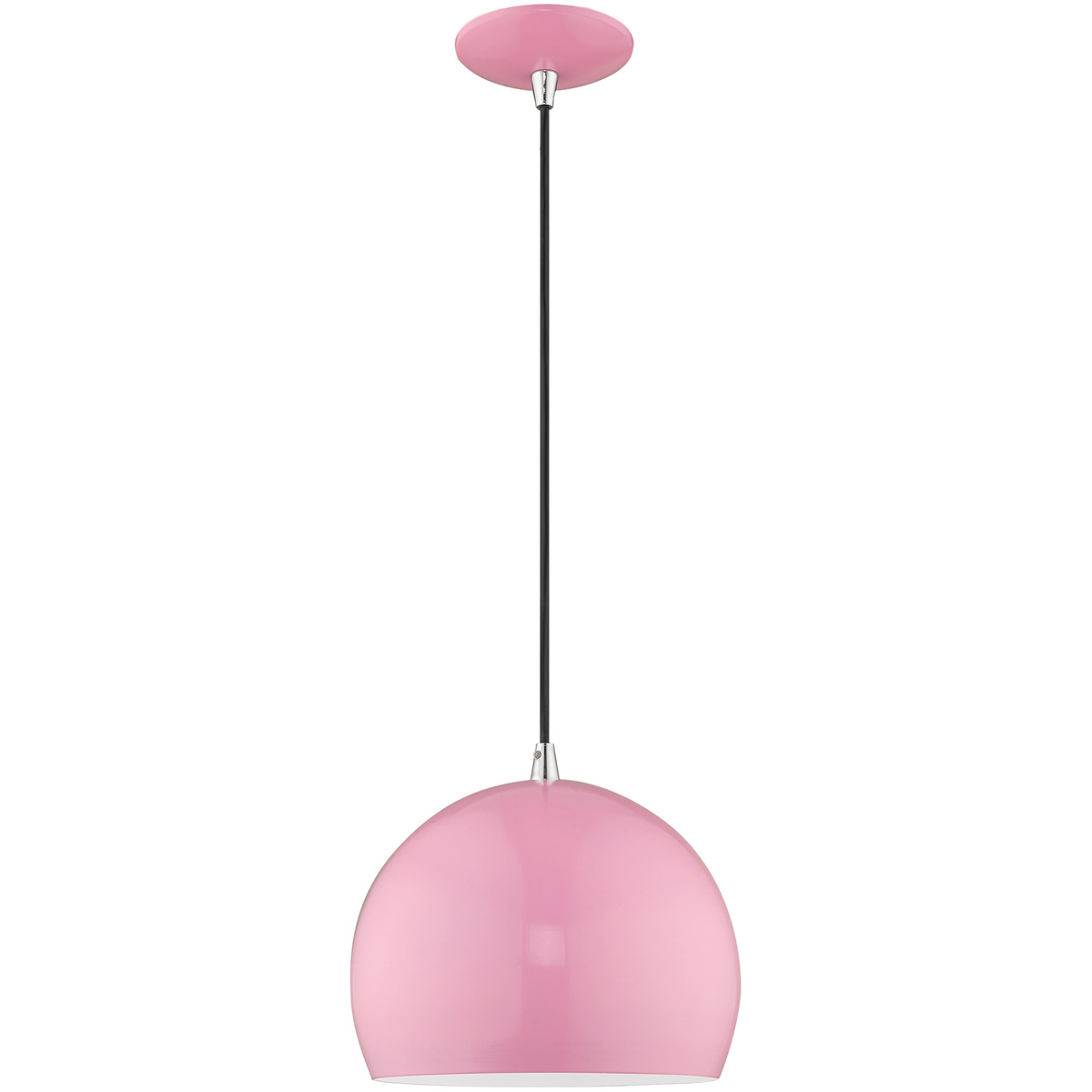 Metal Shade Mini Pendants 1 Light 10 inch Shiny Pink Mini Pendant Ceiling Light