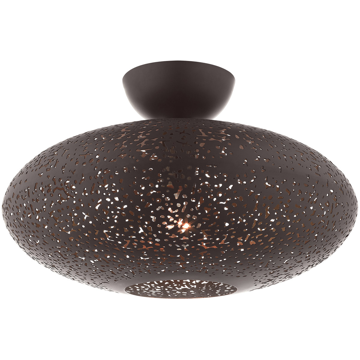 Charlton 1 Light 16 inch Bronze with Antique Brass Accents Semi Flush Ceiling Light