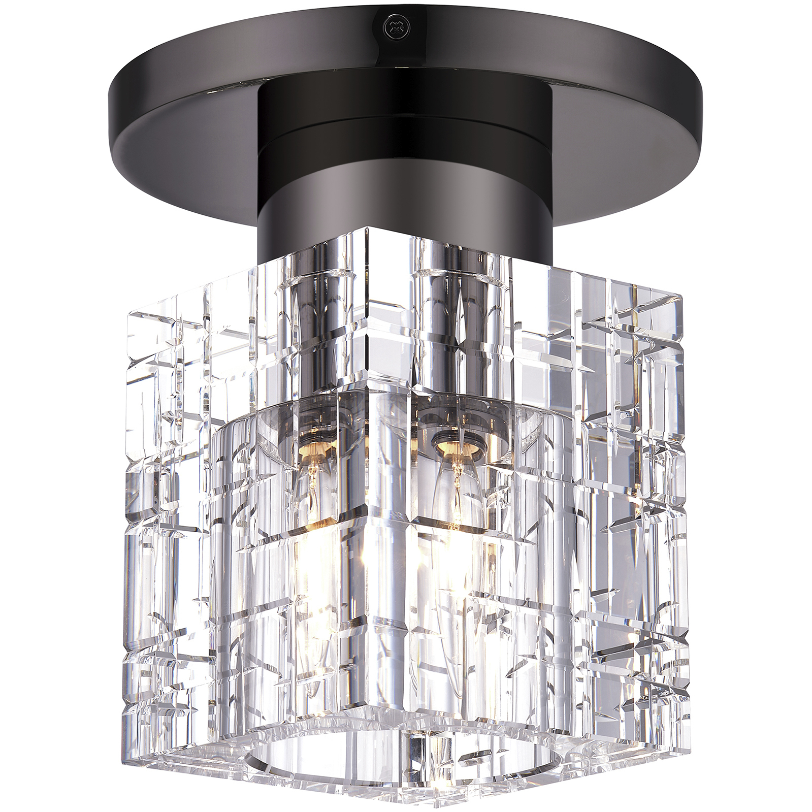 Rotterdam 1 Light 7 inch Black Chrome Crystal Semi-Flush Ceiling Light