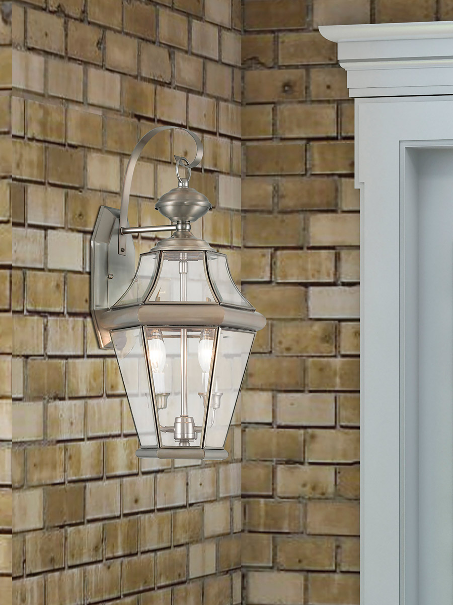 Georgetown 2 Light 20.75 inch Brushed Nickel Outdoor Wall Lantern