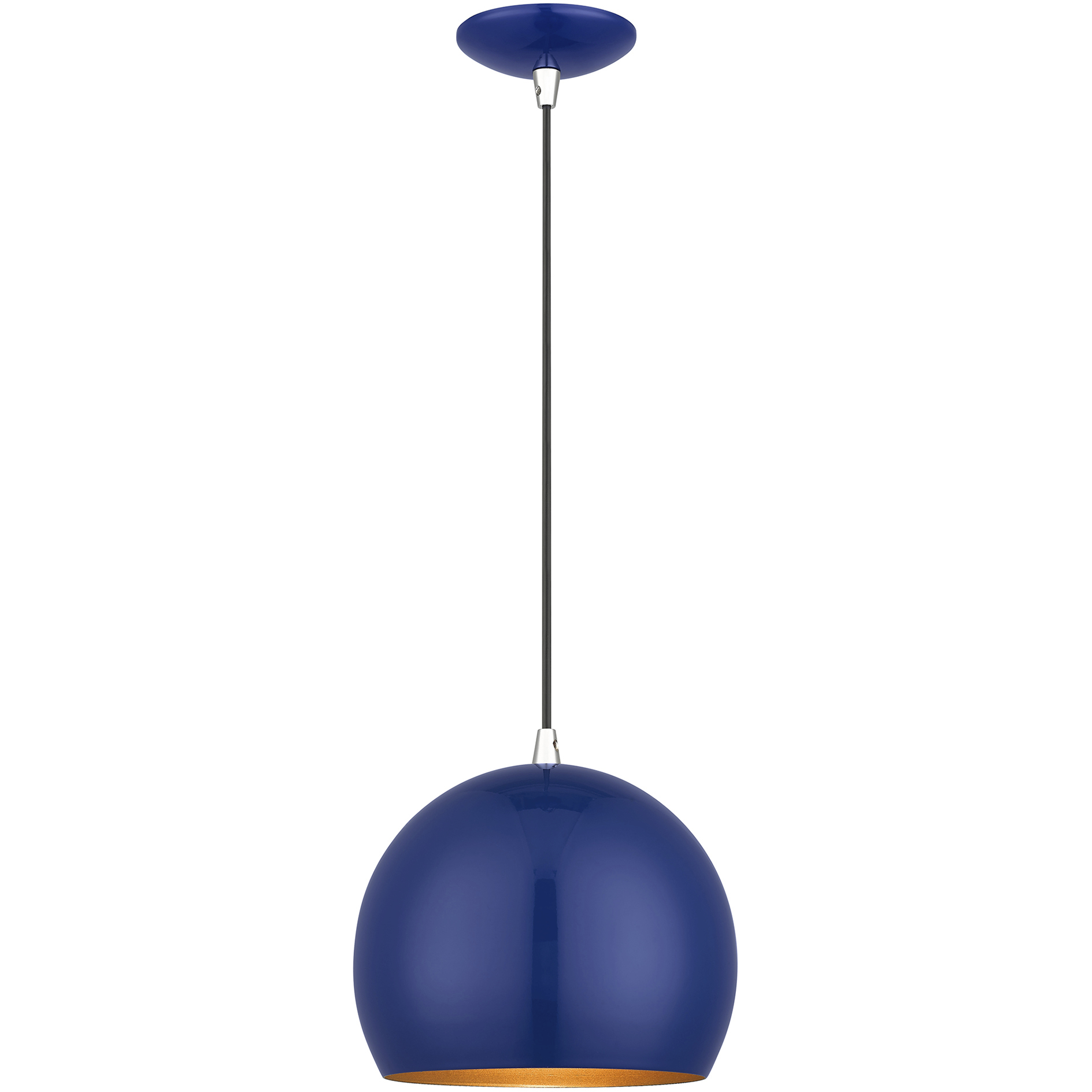Piedmont 1 Light 10 inch Shiny Cobalt Blue with Polished Chrome Accents  Pendant Ceiling Light