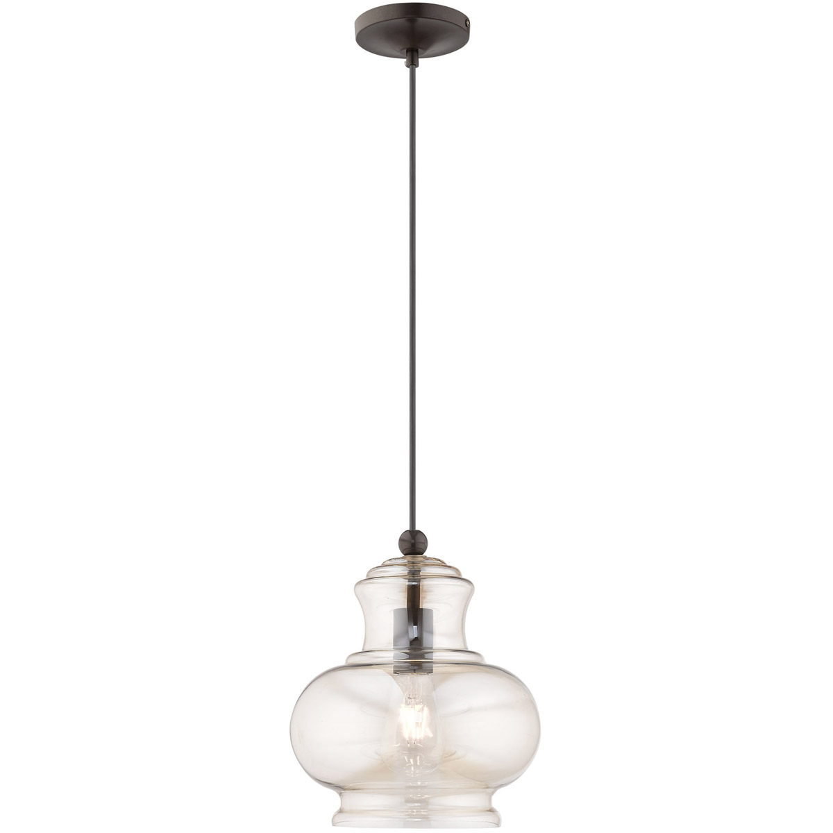 Hand Blown Art Glass Mini Pendants 1 Light 9.88 inch English Bronze Mini Pendant Ceiling Light