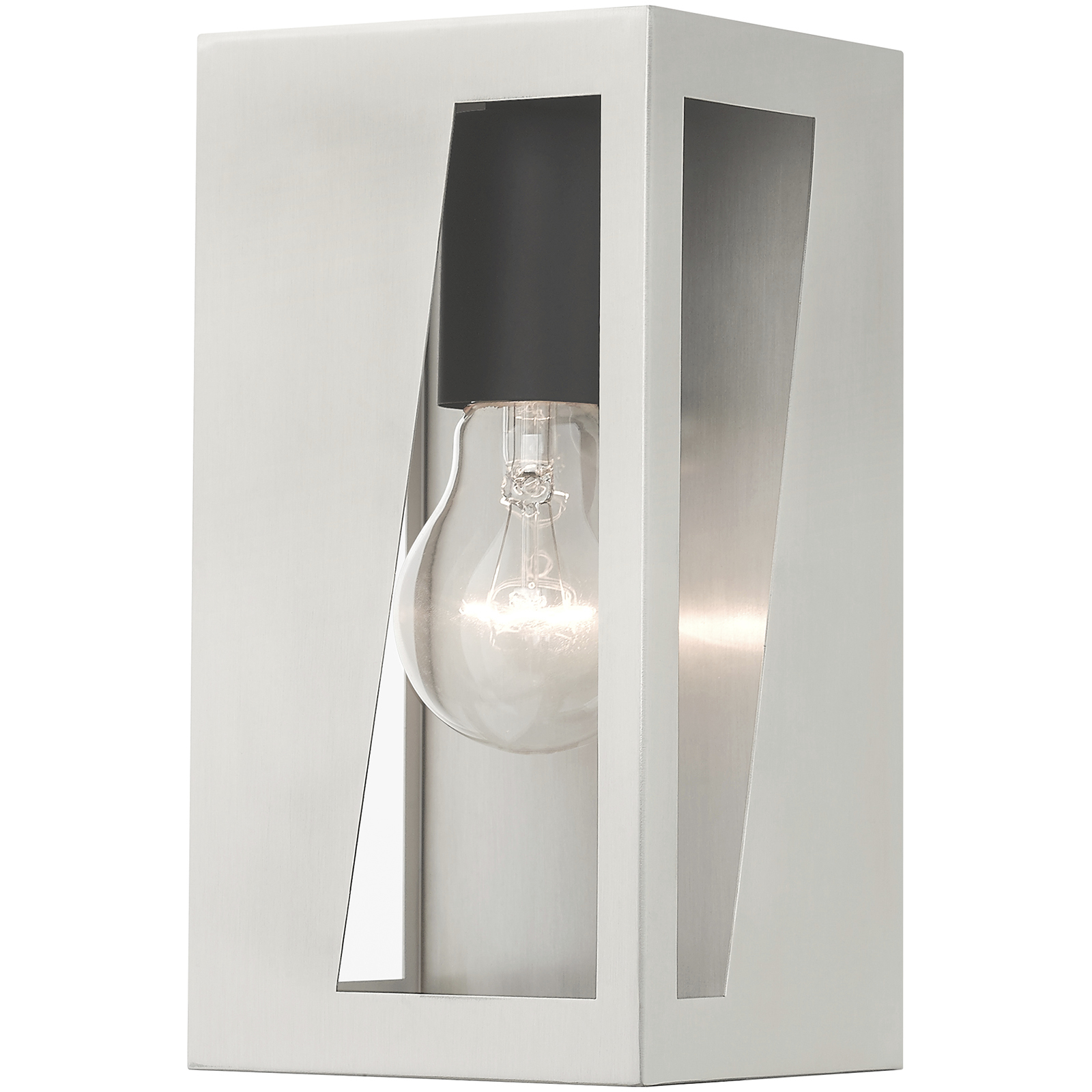 Forsyth 1 Light 8.5 inch Brushed Nickel with Black Finish Accents Outdoor Wall Lantern, Small