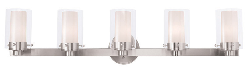 Manhattan 5 Light 35.5 inch Brushed Nickel Vanity Sconce Wall Light