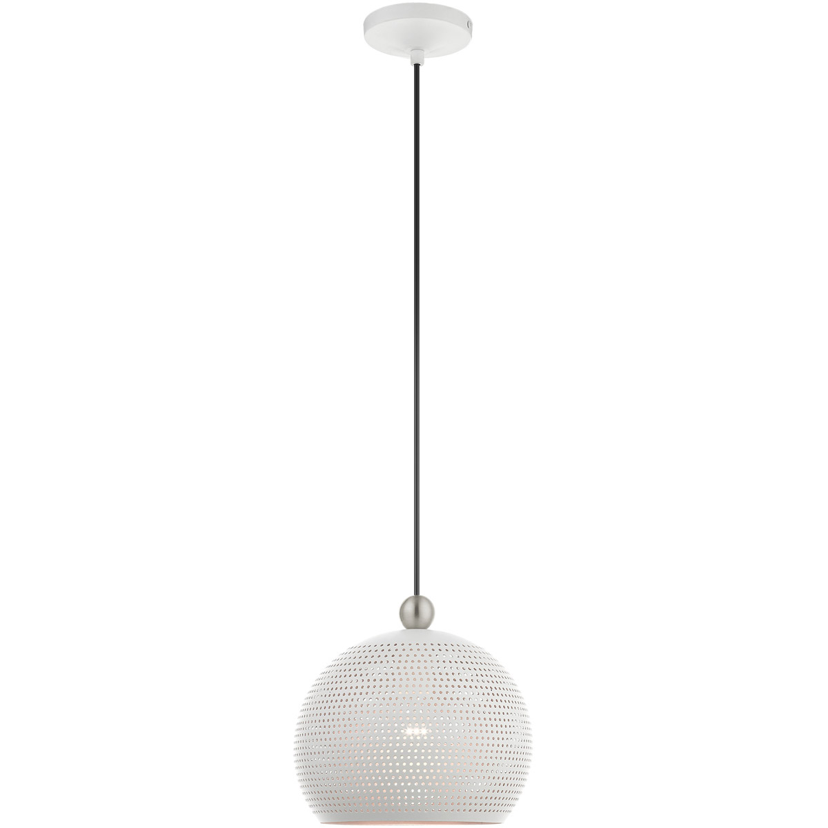 Dublin 1 Light 9.88 inch White with Brushed Nickel Accents Pendant Ceiling Light