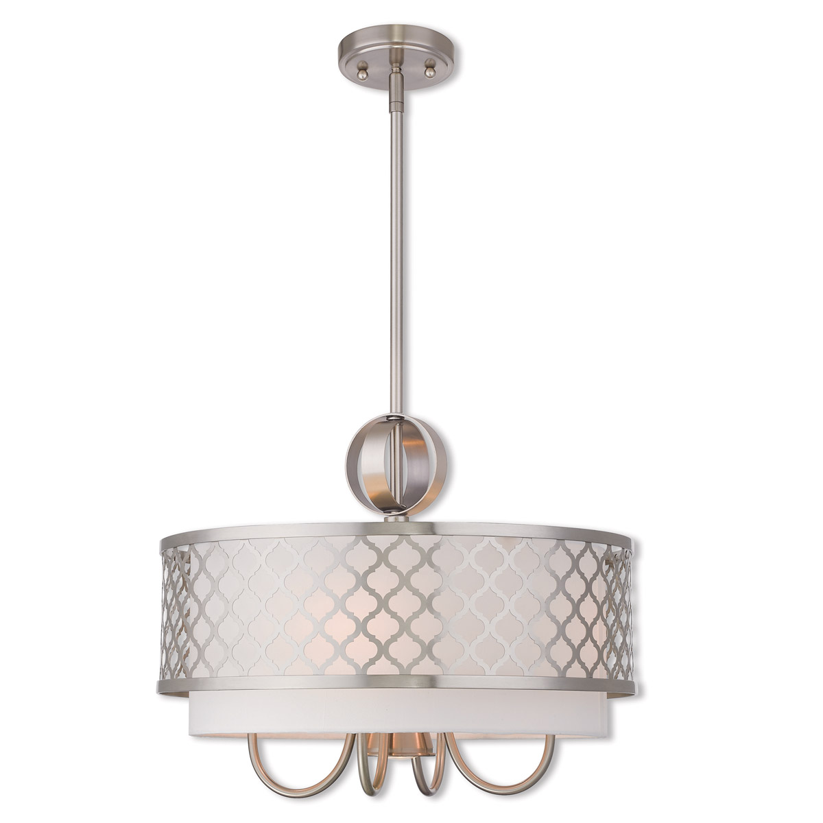 Arabesque 5 Light 18 inch Brushed Nickel Pendant Chandelier Ceiling Light