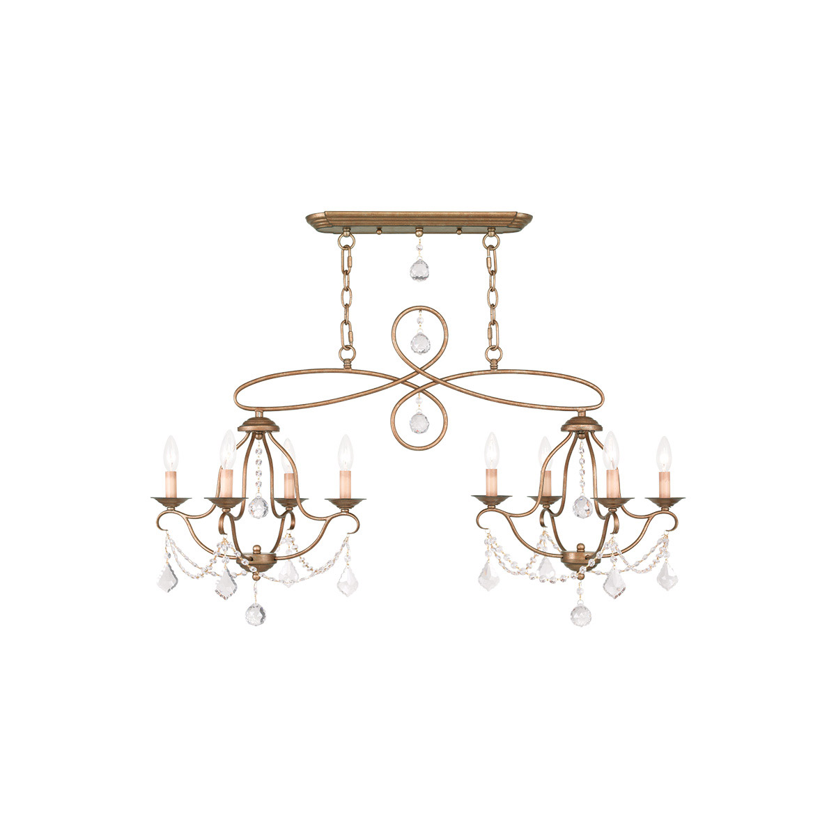 Chesterfield 8 Light 43 inch Antique Gold Leaf Island Light Ceiling Light