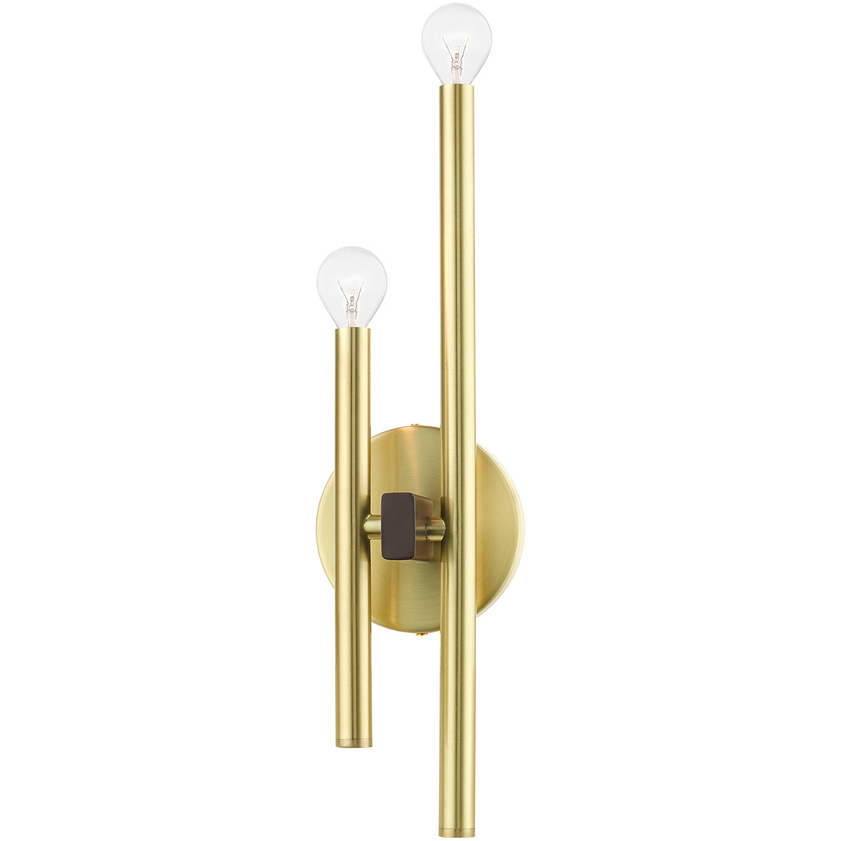 Denmark 2 Light 5.13 inch Satin Brass  with Bronze Accents ADA Large ADA Double Sconce Wall Light