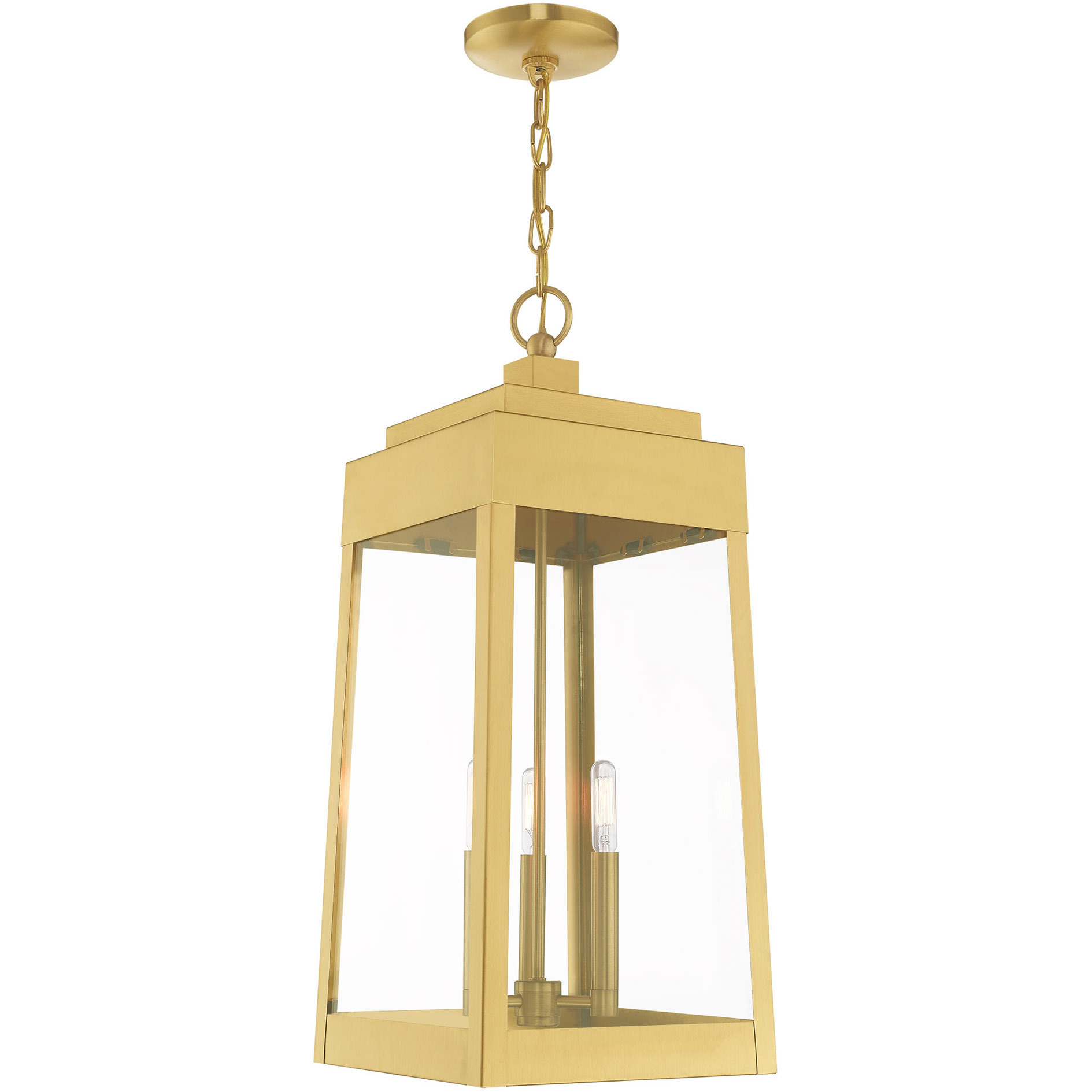 Oslo 3 Light 10.5 inch Satin Brass Large Outdoor Pendant Lantern
