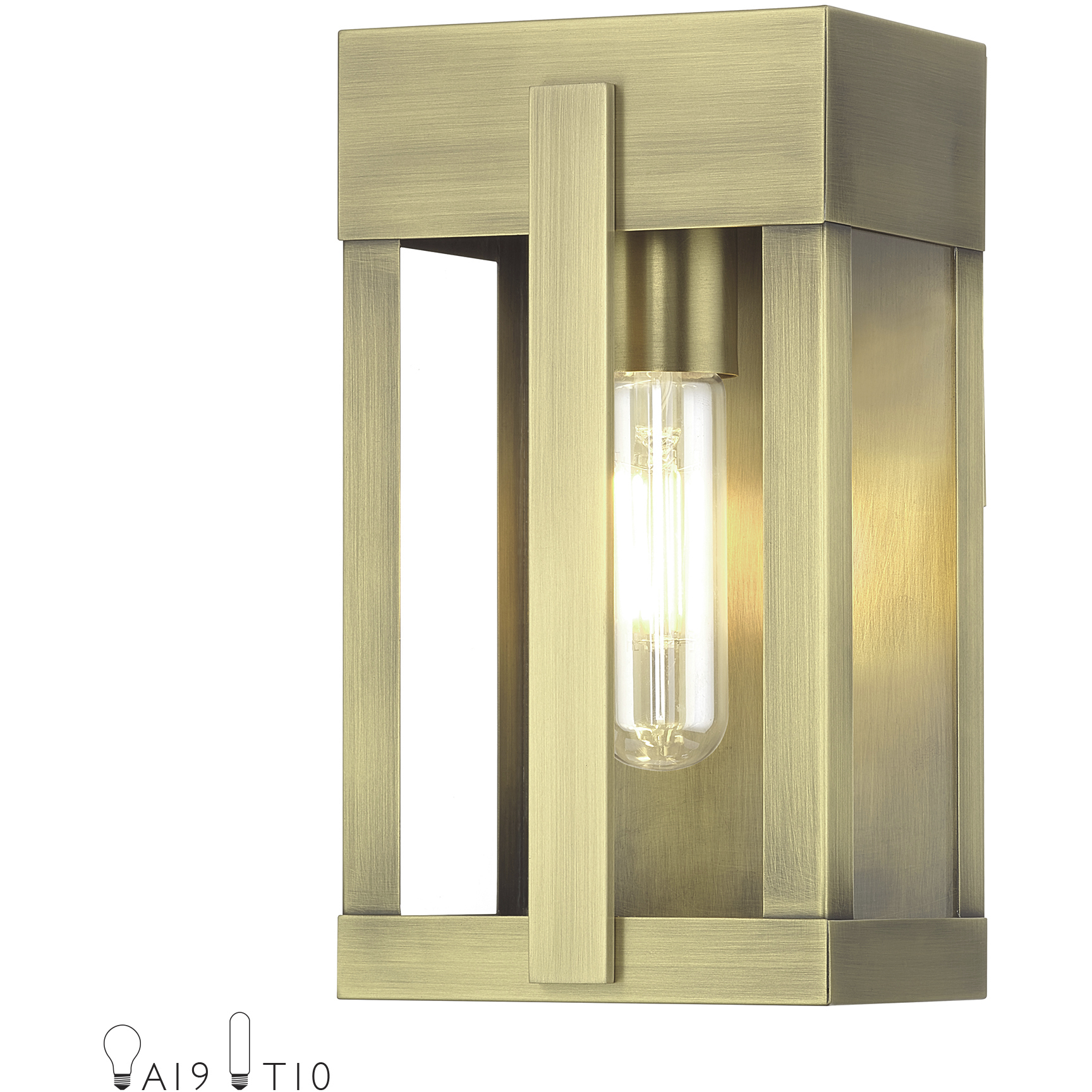 Berksford 1 Light 9 inch Antique Brass Outdoor Wall Lantern