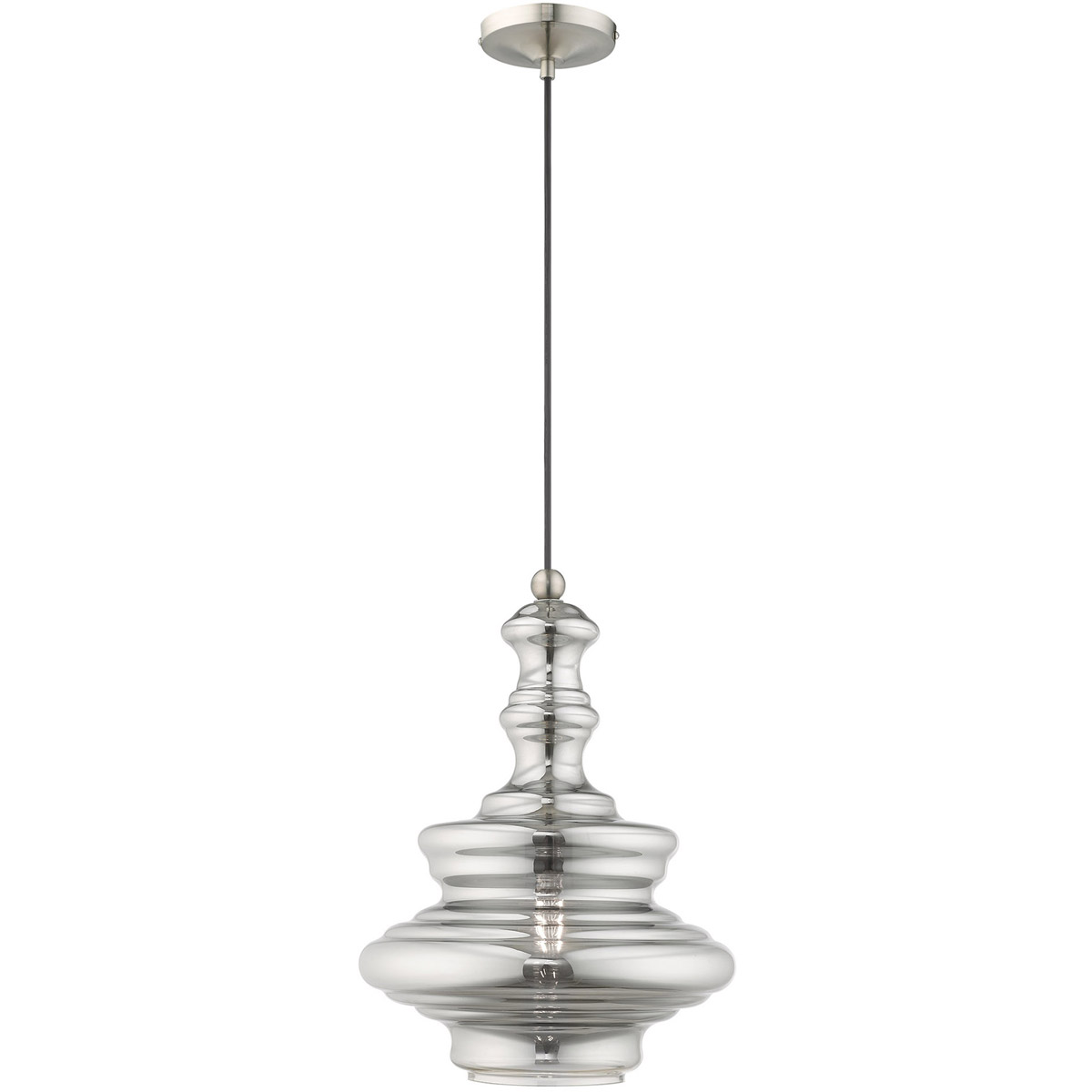 Art Glass 1 Light 12.25 inch Brushed Nickel Mini Pendant Ceiling Light