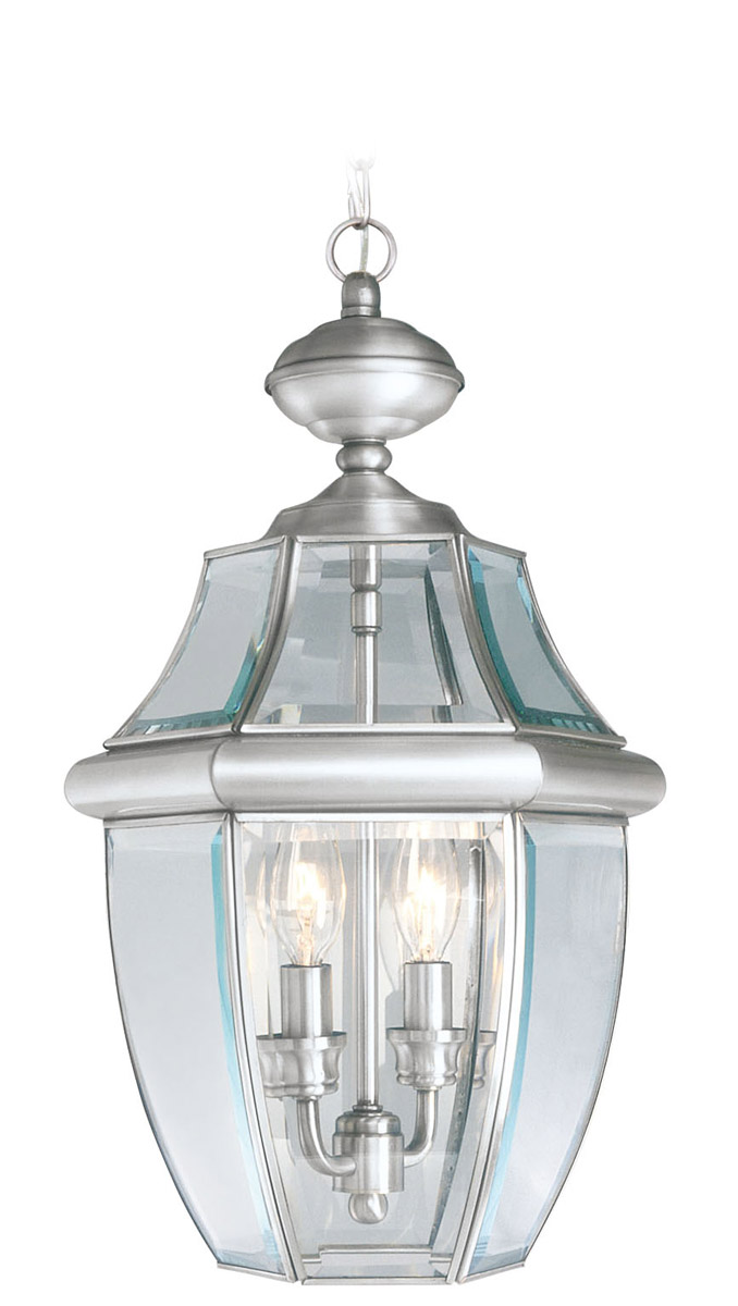 Monterey 2 Light 10.5 inch Brushed Nickel Outdoor Pendant Lantern
