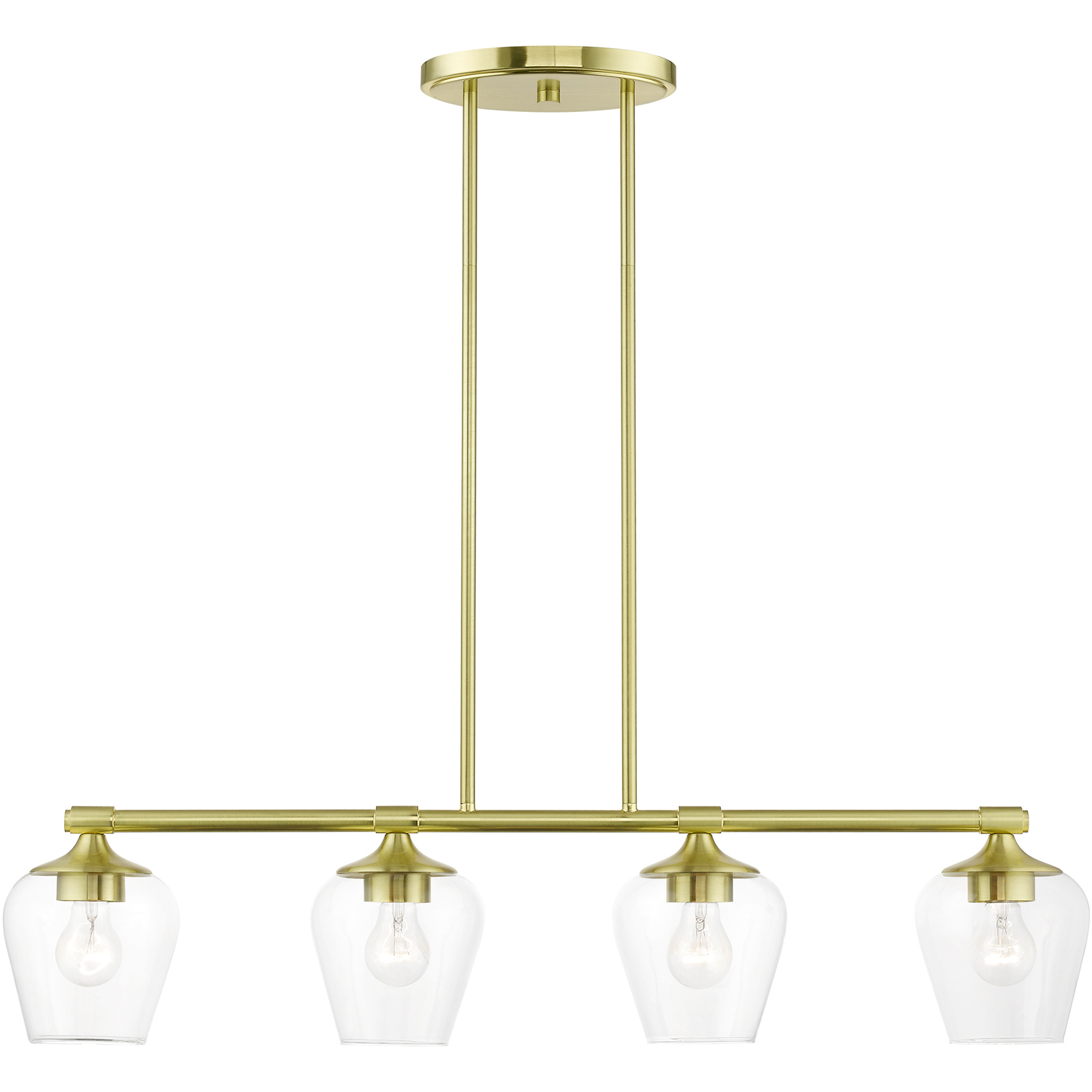 Willow 4 Light 35.5 inch Satin Brass Linear Chandelier Ceiling Light