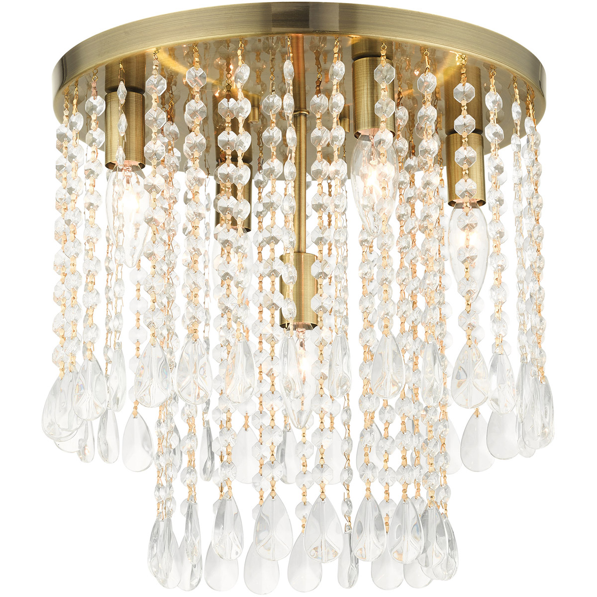 Elizabeth 5 Light 13.75 inch Antique Brass Flush Mount Ceiling Light