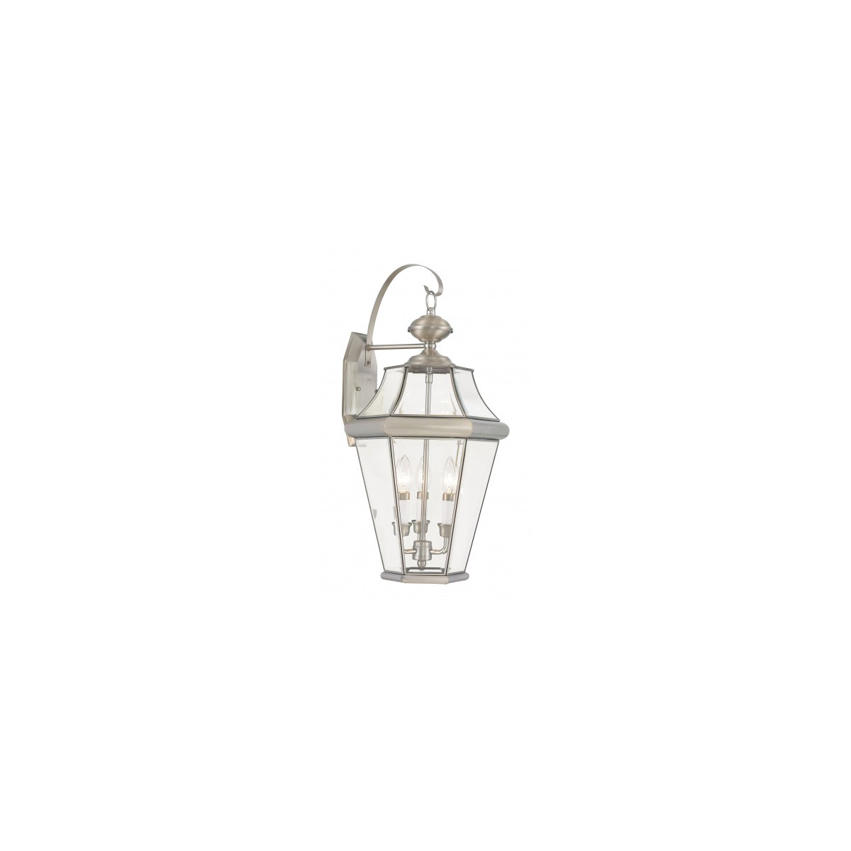 Georgetown 3 Light 24 inch Brushed Nickel Large Outdoor Wall Lantern
