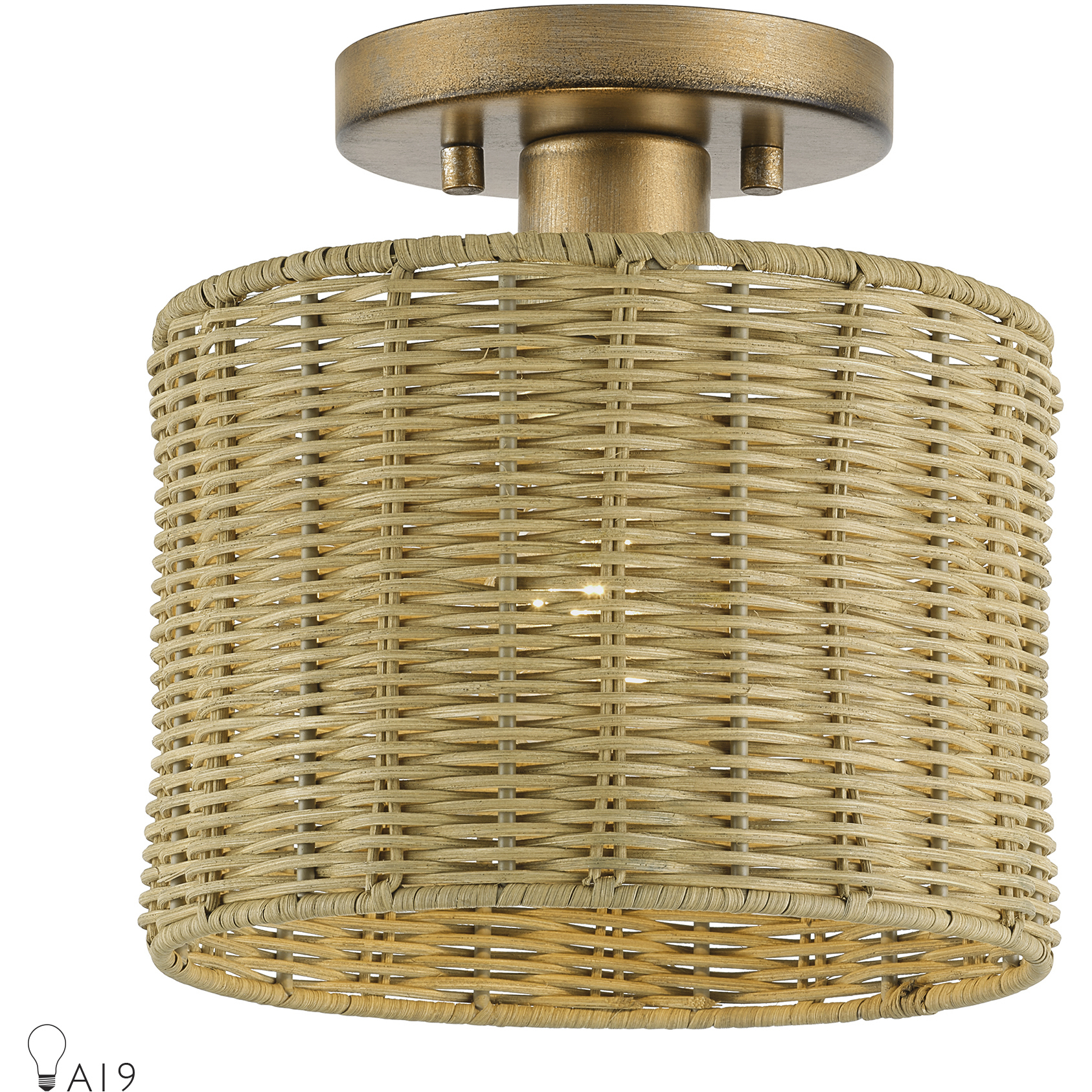 Weavington 1 Light 8.5 inch Antique Gold Leaf Semi Flush Mount Ceiling Light, Small