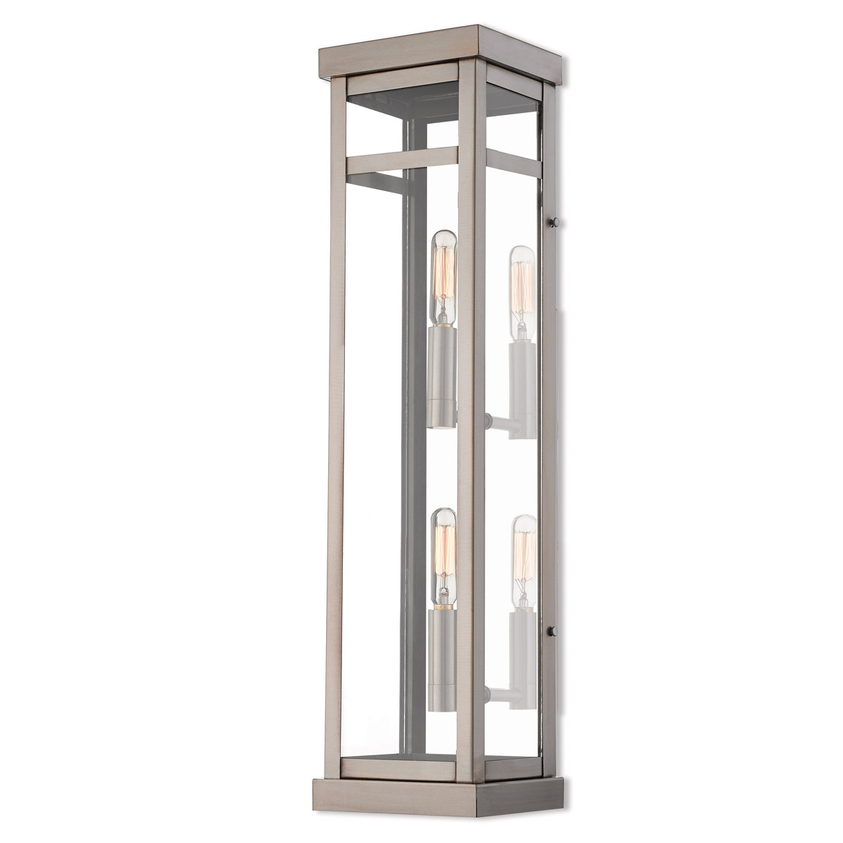 Hopewell 2 Light 22 inch Brushed Nickel with Polished Chrome Stainless Steel Reflector Extra Tall Outdoor Wall Lantern