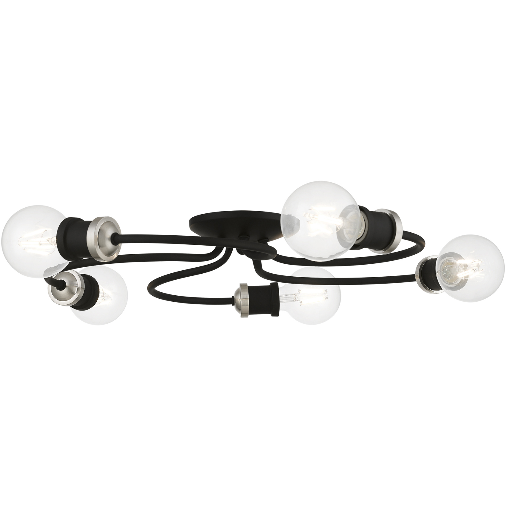 Bromley 5 Light 20 inch Black with Brushed Nickel Accents Flush Mount Ceiling Light, Large