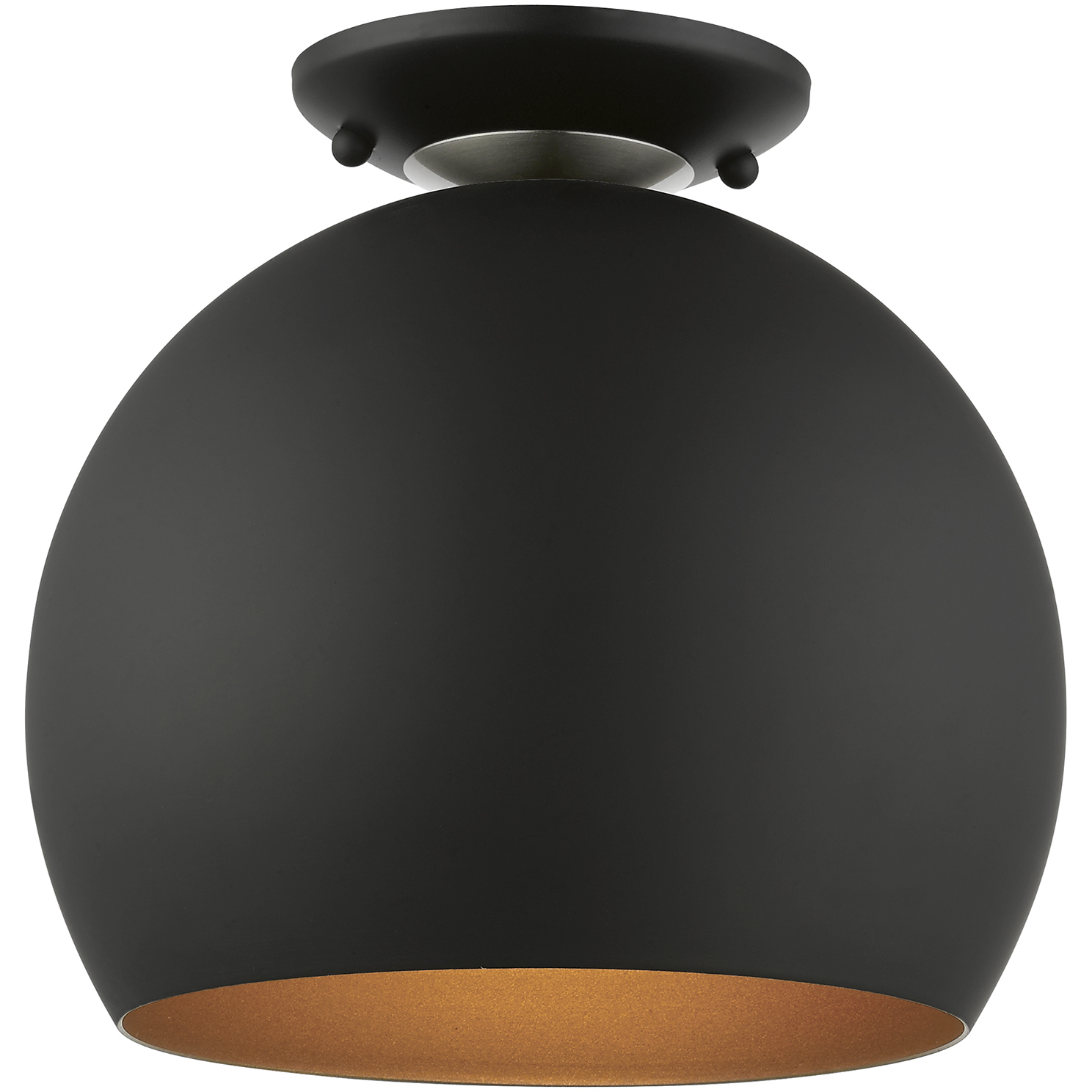 Piedmont 1 Light 10 inch Black with Brushed Nickel Accents Globe Semi-Flush Ceiling Light