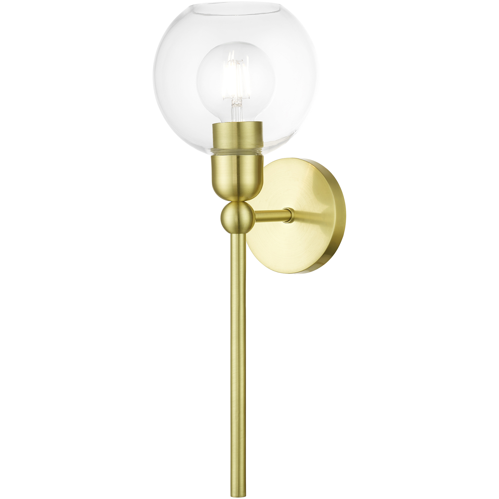 Downtown 1 Light 6.5 inch Satin Brass Single Sconce Wall Light, Sphere
