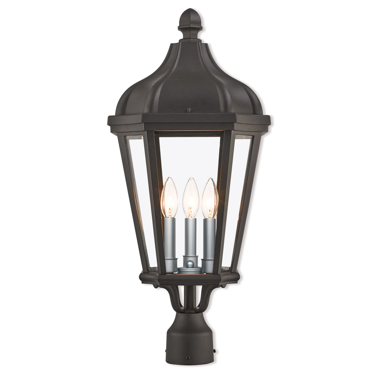 Morgan 3 Light 25 inch Textured Black Outdoor Post Top Lantern