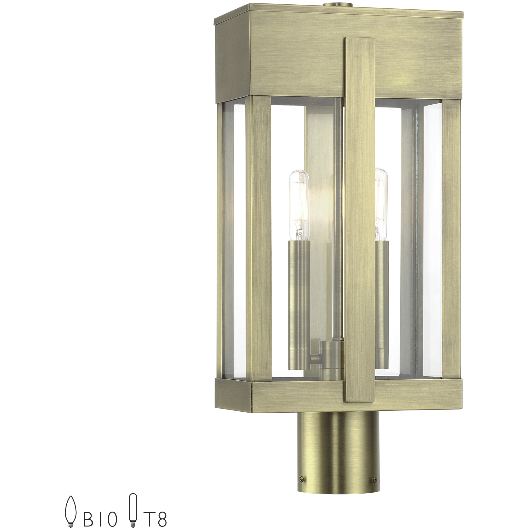 Berksford 2 Light 18.5 inch Antique Brass Outdoor Post Top Lantern