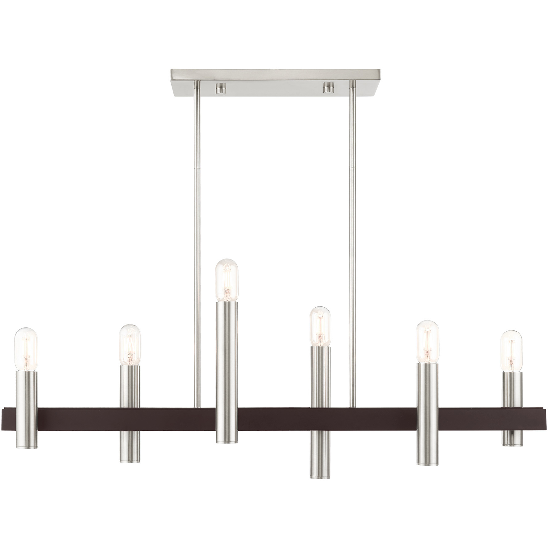 Helsinki 6 Light 8.25 inch Brushed Nickel with Bronze Accents Chandelier Ceiling Light