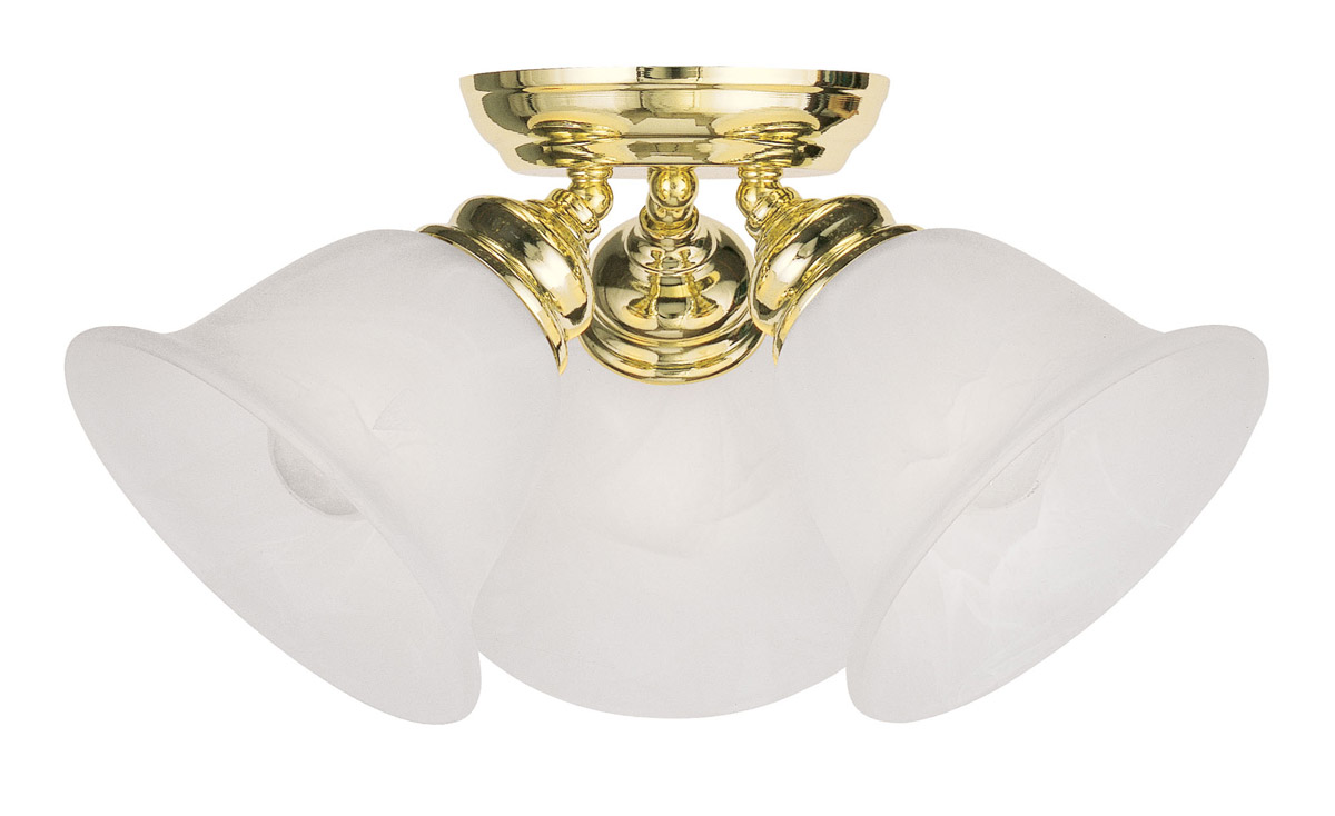 Essex 3 Light 14.5 inch Polished Brass Semi-Flush Mount Ceiling Light